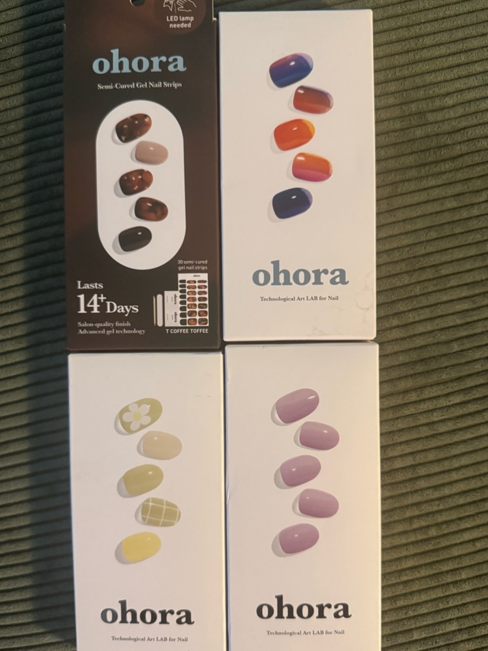 ohora Semi-Cured Gel Nail Strips - Mixed Shades (Brown, Purple, Yellow, Lilac)